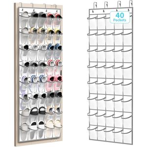 Organizador de Zapatos de 40 Bolsillos, de Una Sola Capa, Tipo Gancho, para Colgar en la Puerta, Plegable, Portátil, Diseño Rectangular - Product Image 1