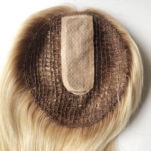 Perruque à cuticules 100% naturelles remy <span class=keywords><strong>pour</strong></span> femmes, <span class=keywords><strong>postiche</strong></span> avec <span class=keywords><strong>filet</strong></span> de poisson et haut en soie, attaché à la main, TP27 - Product Image 2