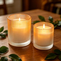 Porte-bougies en verre gaufré côtelé, porte-bougies en verre givré multicolores pour la décoration de la maison, de la table, des mariages et des fêtes