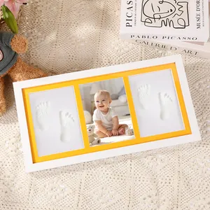 Vendita calda personalizzato neonato cornice verde ornamenti per il piede impressione foto ricordo per il nuovo regalo mamma