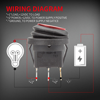 Sakelar Rocker 12V DC 20A Tahan Air Bulat Merah Beriluminasi 3 Pin ON OFF untuk Truk ATV UTV Kapal Laut