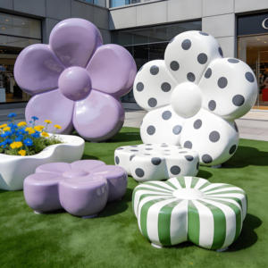 Silla Moderna de Fibra de Vidrio con Forma de Flor Grande para Parque de Atracciones Infantil, Escultura Floral para Centro Comercial, Escuela, Patio de Juegos al Aire Libre - Product Image 1