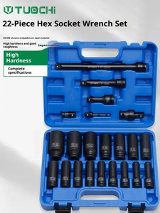 Juego de enchufes eléctricos de impacto hexagonal extendido de 22 piezas, estuche rígido, acero al cromo vanadio, adaptador Universal de 1/2 "para coche - Product Image 6