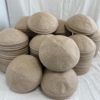 YARMULK Kippah de Lino Natural al por Mayor, Liso, de 4 Paneles, Kippot Judío, Yarmulke, Kippa, Gorro de Sinagoga, Gorro Judío