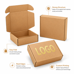 Eco Friendly Kraft Corrugated Mailer <b>Boxes</b> Custom Gold Foil Logo Shipping <b>Boxes</b> Recyclable Foldable <b>Boxes</b> for <b>Clothes</b> Packaging - Product Image 4
