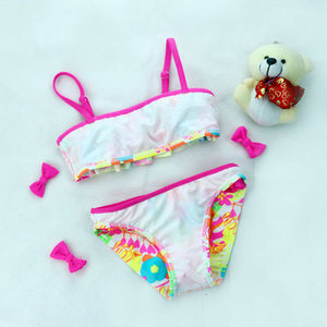 Ventes en gros de maillots de bain bikini pour filles, 2 pièces, imprimé à carreaux, coloré, 100% polyester, respirant, imperméable, anti-UV, sur mesure - Product Image 5