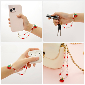 Cinturino per telefono con catena portachiavi da donna con cinturino da polso <span class=keywords><strong>gioielli</strong></span> con perline per telefono cellulare - Product Image 4