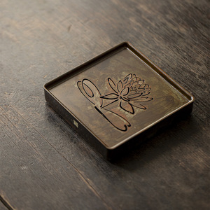 Copper Irregular <b>Tea</b> <b>Tray</b> Lotus Design Retro Kung Fu <b>Tea</b> Accessory - Product Image 2