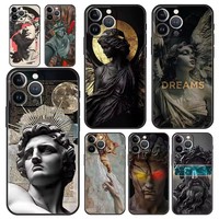 Coque de téléphone en silicone TPU motif statues grecques antiques pour iPhone 18 17 16 15 14 13 12 Pro Max 11 Pro Max 17 AIR Plus