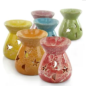 1 Cái Gốm Đèn Sao Hollow Moon Pattern Đơn Giản Tinh Dầu Nước Hoa Trà Ánh Sáng Candle Holder S $