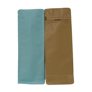 Sacchetti di chicchi di caffè a goccia stampati personalizzati con fondo piatto compostabile kraft personalizzati che confezionano con valvola e cerniera - Product Image 5