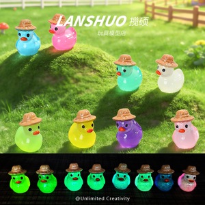 ตุ๊กตาเป็ดจิ๋ว Lanshuo ทำจากพลาสติกเรซิ่น เรืองแสงในที่มืด ของตกแต่งบ้าน อุปกรณ์เสริมสำหรับงาน DIY เครื่องประดับ - Product Image 5