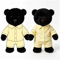 Peluche Ours Noir Doux et Confortable, Poupée en Peluche avec Pyjama Jaune, Cadeau Apaisant pour Enfants, Décoration de Chambre d'Enfant