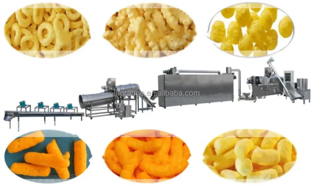 500 kg/saat ikiz vida mısır cips aperatifler Flakes yemek yapma makinesi puf mısır ekstruderi