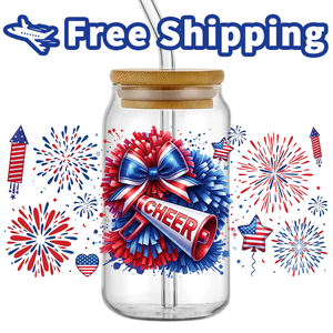 Free Shipping 4th of July Independence Day 16oz UV for Metal Washable Cup <b>Wrap</b> USA Patriotic Cheer Theme - Product Image 1