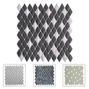 Mosaico de Vidrio Brillante Rojo con Diamantes Biselados Iridiscentes Esmaltados Personalizados de Fábrica para Revestimiento de <span class=keywords><strong>Cocina</strong></span> - Product Image 1