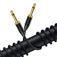 Kabel Audio Stereo Koaksial Jantan ke Jantan 1m 6.35mm untuk Amplifier Mikrofon Bass Gitar Elektrik