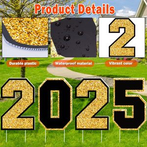 Lot de panneaux de jardin pour la remise des diplômes et <span class=keywords><strong>anniversaire</strong></span> 2026, noir et or, grands piquets de jardin, décorations de félicitations pour les fêtes - Product Image 3