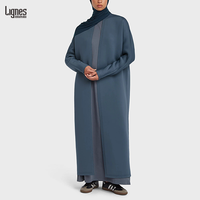 Nouvel Ensemble Robe Musulmane Ouverte sur le Devant Tendance, Vêtement Islamique de Ramadan Personnalisable, Abaya Pure Couleur de Haute Qualité