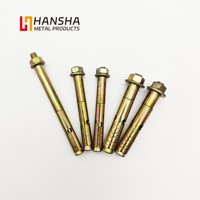 Baut Angkur Dynabolt Baja Karbon Lapis Seng Kuning untuk Pemasangan di Lubang Beton, Ulir M8/M10/M12, Diameter Angkur 10mm