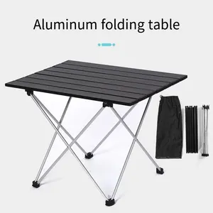 Table de Camping pliante Portable Table de Glamping en aluminium Table pliable légère nouveau Design Barbecue pique-nique extérieur métal noir