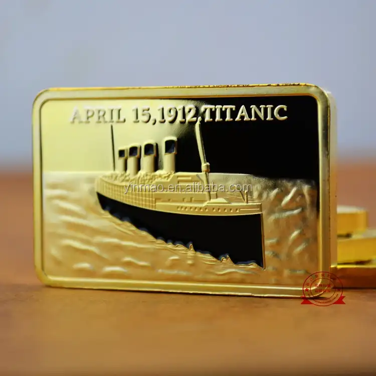 "Rms Titanic 1912" Rechthoek Munten, Hoge Kwaliteit Goedkope Custom Gegraveerd Coin