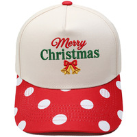 Großhandel Bestickte Weihnachts-Trucker-Mütze Verstellbar Farbblock-Design mit Netzrücken Unisex Feiertagsparty