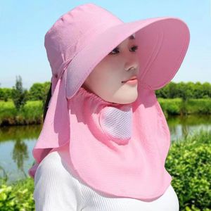 Chapeau de protection solaire pour femmes, avec couvre-cou, protection UV respirante, pour le printemps et l'été, travail agricole en plein air, rose - Product Image 3