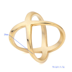 Anillo de Acero de Titanio Dorado con Patrón Cruzado de 20 mm, Joyería de Moda Unisex, Regalo, Banda de Forma Geométrica, Diseño Simple y Único - Product Image 1