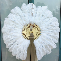 Éventail pliant en plumes d'autruche fait main, grand et pas cher, pour mariage/danses