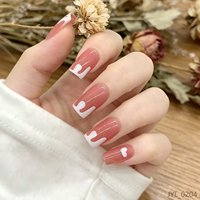 Ongles press-on rose nude en forme de cœur et d'étoile, ongles carrés courts réutilisables en acrylique, lot de 24 pièces pour salon