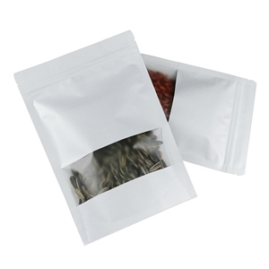 Lebei Stock nhiều lớp mờ trắng thủ công khóa zip túi đứng <span class=keywords><strong>doypack</strong></span> bao bì giấy kraft đứng lên túi thực phẩm có cửa sổ - Product Image 3