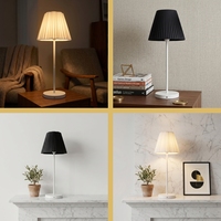 Lampe de chevet LED portable et rechargeable avec abat-jour plissé, style minimaliste, sans fil, pour décoration de salon et de chambre à coucher