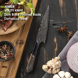 سكين متعدد الاستخدامات بمقبض من الخشب والراتنج، شفرة سوداء من فولاذ VG10 دمشقي، مضادة للالتصاق مثل طلاء DLC، مثالية لتقطيع العظام والأسماك والفواكه - Product Image 2