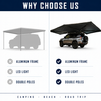 Grande auventeuse autoportante Foxwing Plus Extension 270 pour voiture et camion, avec parois, pour le camping et les voyages tout-terrain