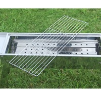 Barbecue portable pliable en acier inoxydable de grande taille avec plateaux latéraux pour camping et jardin - Vente en gros
