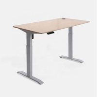 Bureau d'ordinateur électronique réglable en hauteur à double moteur Sunshine, prêt à être expédié, avec surface en bois et structure métallique extensible