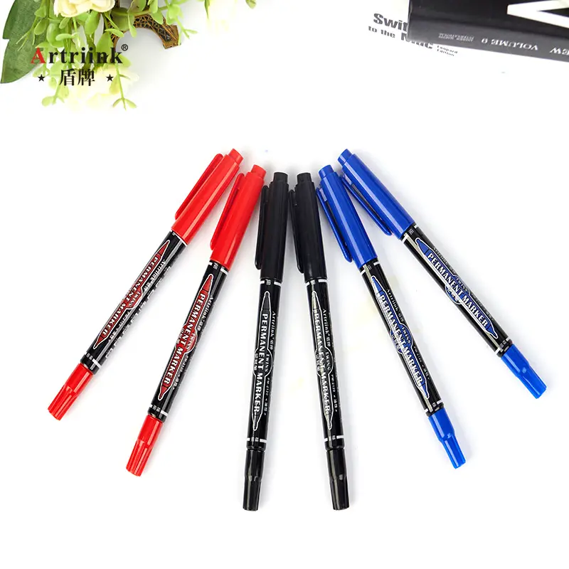 3 Colors Double Head Twin Tip Permanent Marker,double Tips Colorful Permanent Marker Pen Mike Pen Smooth Writing Multicolor 6mm