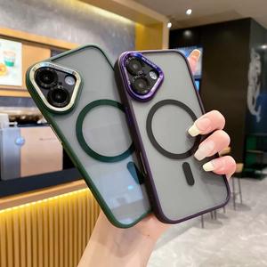 Protector de lente de ojo de águila, funda de <span class=keywords><strong>teléfono</strong></span> transparente galvanizada para iPhone 16 15 Pro Max 14, funda de <span class=keywords><strong>teléfono</strong></span> con carga inalámbrica magnética - Product Image 1