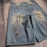 Shorts en jean de haute qualité, personnalisables, brodés, déchirés, avec strass, effet usé, vente en gros