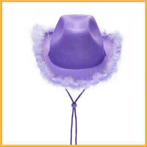 Sombrero <span class=keywords><strong>de</strong></span> Vaquero Blanco para <span class=keywords><strong>Despedida</strong></span> <span class=keywords><strong>de</strong></span> <span class=keywords><strong>Soltera</strong></span> con Adorno <span class=keywords><strong>de</strong></span> Plumas Rosas Sólidas PARTYMENT - Product Image 6