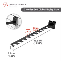 Moderno Exhibidor de Palos de Golf de Metal y Hierro con 10 Estantes, Lavable, con Logotipo Personalizado, Montaje en Slatwall, Recubrimiento en Polvo, para Tiendas