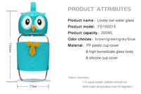 Gobelet en verre borosilicate haute qualité avec couvercle en silicone anti-fuite, grande capacité, personnalisable, motif hibou mignon, apprécié des enfants, personnalisation d'usine