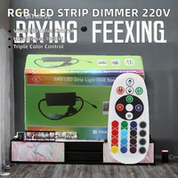 Contrôleur RGB 220V pour Bandes LED Haute Tension, Variateur d'intensité avec Télécommande Sans Fil IR 24 Touches, Prise EU pour Lampes à Ruban et Contrôles d'Éclairage