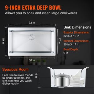 <span class=keywords><strong>Fregadero</strong></span> de Cocina de <span class=keywords><strong>Acero</strong></span> <span class=keywords><strong>Inoxidable</strong></span> 304 de Alta Calidad, Hecho a Mano, Moderno, de una Sola Tina, <span class=keywords><strong>con</strong></span> Desagüe, para Instalar Bajo Encimera - Product Image 6
