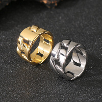 VEROMCA Bestseller Breiter Hohler Edelstahl 18K Vergoldeter Modischer Kubanischer Kettenring Unisex Verlobungsgeschenk Accessoire