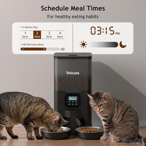 Vente en gros de distributeur automatique de nourriture pour animaux de compagnie en plastique de 6 L avec bol en acier inoxydable SUS304, enregistrement vocal, vente directe d'usine - Product Image 2