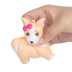 Pu Chew Toy Corgi Dog With Pink Bow Cute Cartoon Design Durable Indoor Use Small Size Manual Operation <b>Polybag</b> Packing - Product Image 5