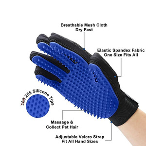 Gants de toilettage pour animaux Imia, brosse de massage en silicone bleue pour l'élimination des poils de chien, soins de bain - Product Image 4