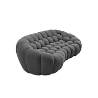 LEIZI Ensemble de canapés modulaires en tissu italien, style minimaliste français, rembourrés en éponge, style ballon de football, compressibles, de taille moyenne